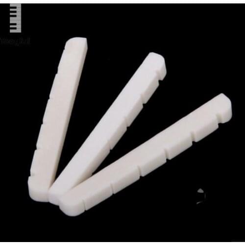 Tooyful Hot 3Pcs Unbleached Curved Slotted Guitar Cattle Bone Nut Flat Bottom for Classical 6-String Strat Electric Guitar Bass