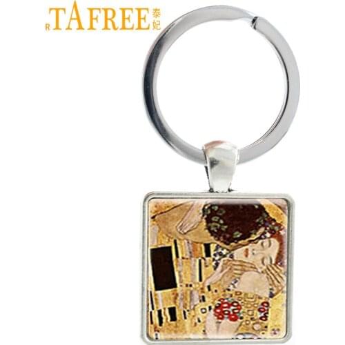TAFREE Vintage Klimt The Kiss keychain love painting men women lover key chain ring holder Valentines Day gifts jewelry AA179