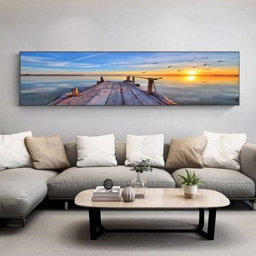 Sunset seaside pier scenery large 5d diy diamond paintings full square round diamond embroidery picture mosaic kit decor AA2583