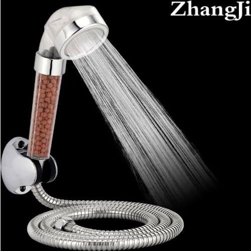 Zhang Ji Super Filter Anion Spa Shower Head Set Hose And Holder Water Saving High Pressure Stainless Steel Rainfall Shower Head