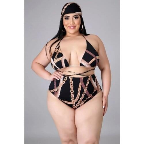Plus Size Bikini Swimwear Women with Skirt High Waist 4 Pieces Backless Halter String Swimsuit 2021 Female Triangle Bathing Suit