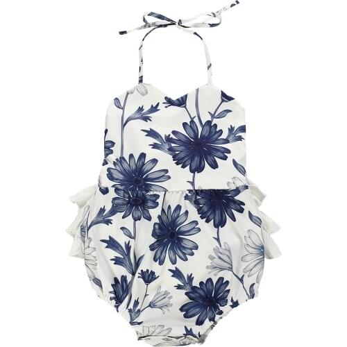 0-2Yrs Bebes Girls Halter Clothes Floral Printted Infant Kids Tutu Skirts Romper Soft Cotton Summer Girls Clothing Outfits