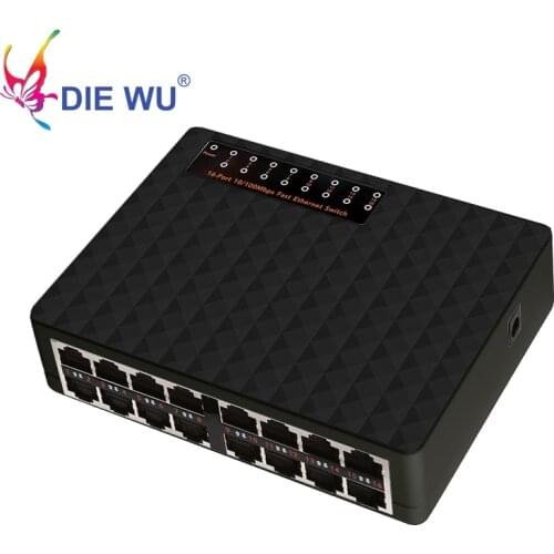 16 Ports Fast Ethernet Network Switch 10/100Mbps RJ45 Nework Switcher Hub For Desktop