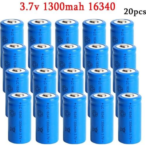 16340 3.7V 1300mAh Li-ion Rechargeable CR123A Battery For LED Flashlight Travel Wall Charger For 16340 CR123A Battery 1-20pcs