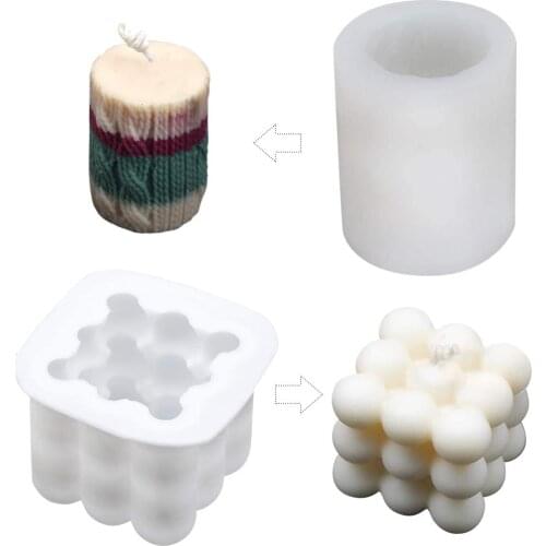 2pcs Candle Molds Set Candle Making Kit Pillar DIY Candle Making Supplies Silicone Mold for Soap Bath Bomb Plaster Clay Wool Pil