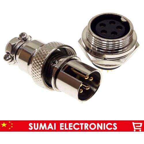 5 Pin 16mm Male Female Wire Panel Connector kit GX16 Socket+Plug for aviation,computer ect.5P reversed assembling type