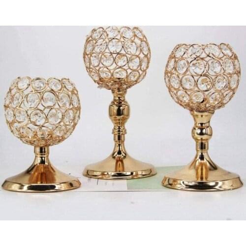 50pcs)Gold Crystal Candle Holders Gold Pillar Candlesticks for Home Decor Wedding Kitchen Dinner Tabletop Centerpieces qq459