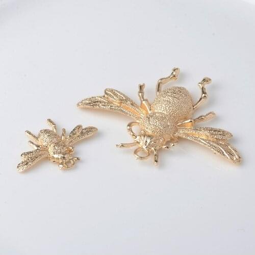 6pcs Gold Plated Alloy Bee Flatback Decor Buttons For Jewelry Making Crafts