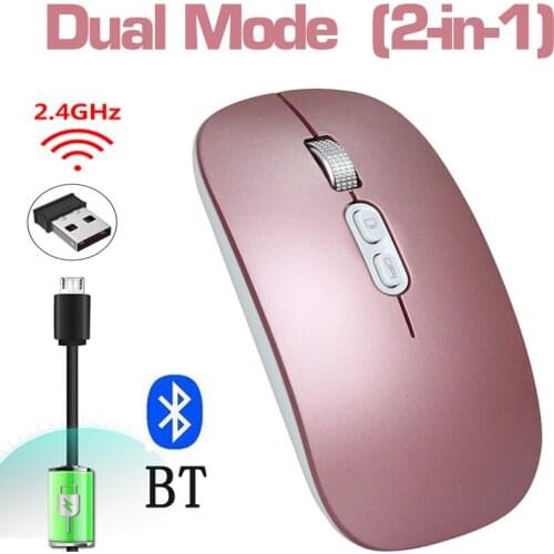 2020 Dual Mode notebook Mouse Bluetooth+2.4G mice Rechargeable Wireless Gaming mouse For Macbook Lenovo ASUS DELL Pink usb muis