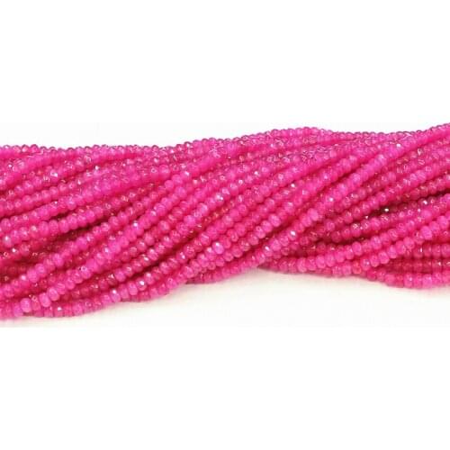 Hot sale rose red natural stone jades 2*4mm newly chalcedony faceted abacus loose beads diy fashion jewelry making 15" B562