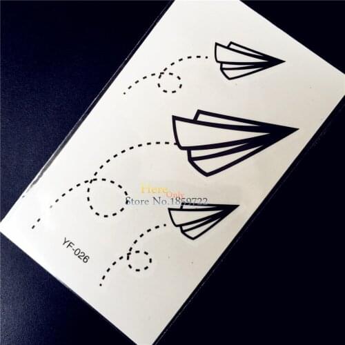 Paper Planes Designs Fake Waterproof Temporary Tattoo Kids Gifts School Tattoo Decals 10.5x6CM Cute Black Tattoo Paste Arm Face