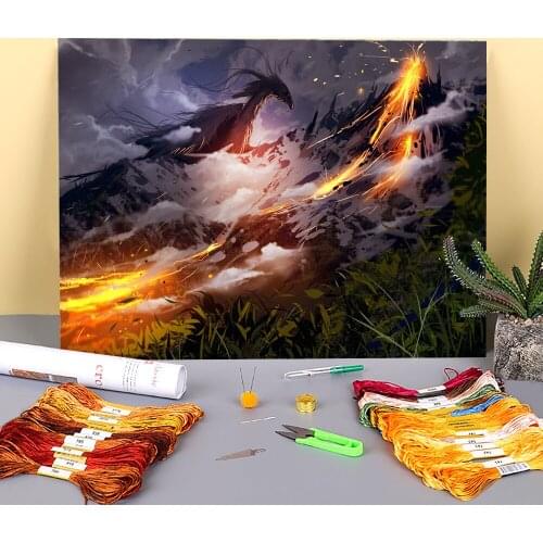 Scenery The Element Printed 11CT Cross-Stitch Full Kit DIY Embroidery DMC Threads Hobby Knitting Craft Handicraft Jewelry