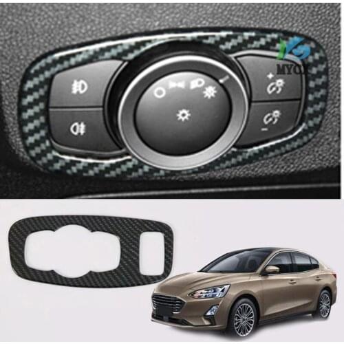 For Ford New FOCUS 2019 2020 Carbon fiber Headlight Fog Light Lamp Adjust Button Instrument Switch Panel Cover Trim Bezel