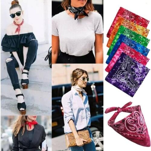 Gradient Tie-Dye Ethnic Paisley Floral Print 50x50CM Unisex Cotton Sport Pocket Square Scarf Headband Bandana Hip-Hop Wristband