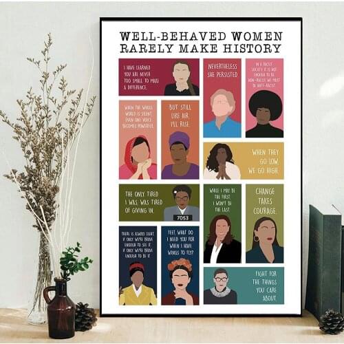 Feminist Poster Art Prints Good-looking Women Rarely Create History Home Decoration Wall Art Warm Gift Canvas Painting Nordic