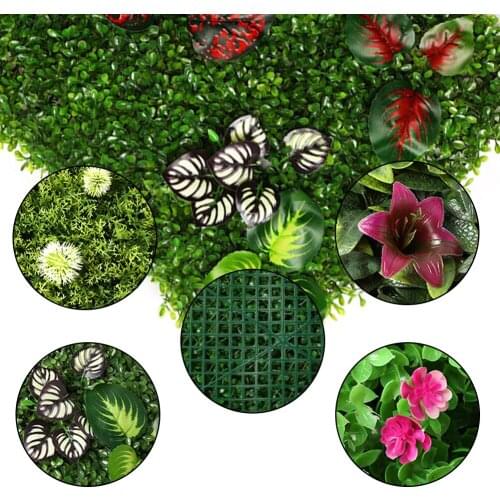 40*60cm Artificial Leaf Hedgerow Simulation Plant Wall With Flower Private Hedge Screen Anti-ultraviolet For Garden Fence Deco