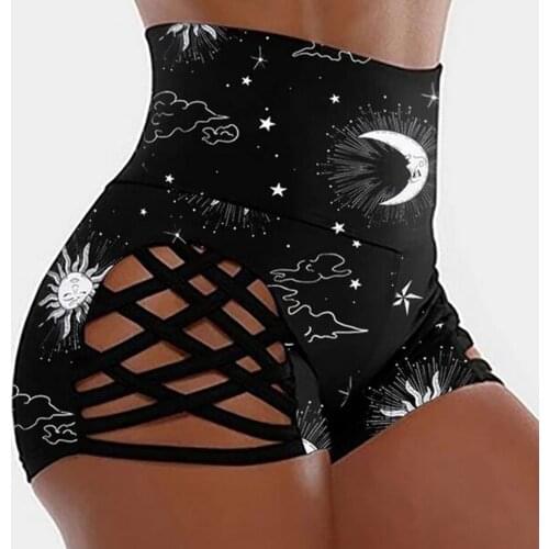 Fitness Leggins Mujer Womens Fashion Casual Hollow Moon Sexy Slim Fit Stretch Sports Short Legging 2021 Pantalones De Mujer