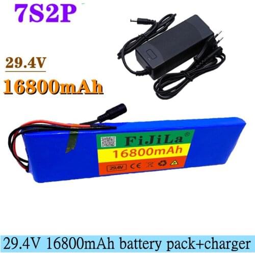 24V 16.8Ah 7S2P 18650 li-ion Rechargeable battery pack 29.4v 16800mAh electric bicycle moped Balancing scooter+2A Charger