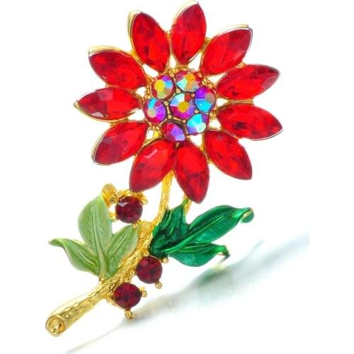 Fashion Wedding Plant flower Brooch Pins Rhinestone Crystal brooch Scarf Pin Vintage brooches Women Jewelry