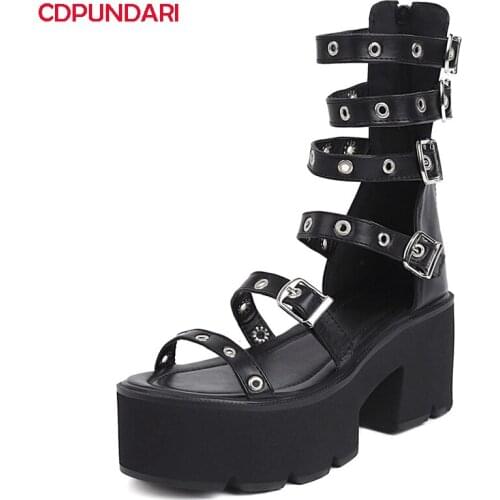Fashion Rivet High heels Gladiator Sandals Punk Women Summer Platform Shoes Plus Size Sandales Femmes 2021 Sandalias Mujer