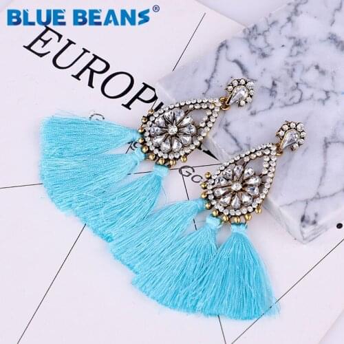 Fashion earrings accessories handmade jewelry long earring korean fashion bohemian christmas boho statement tassel gold new blue