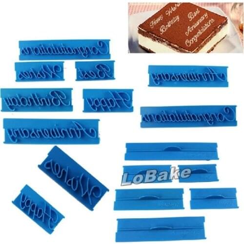 Latest 6pcs/set handwriting English letter word shape birthday mousse cake decorating tools for diy baking accessories