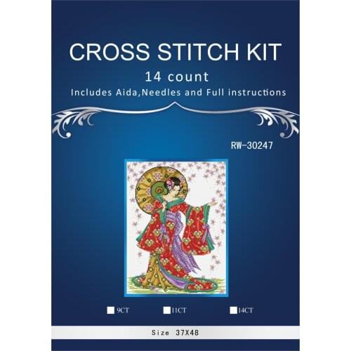 ONEROOM Top Quality Lovely Hot Sell Counted Cross Stitch Kit Red Geisha Japanese Woman Lady Girl dmc