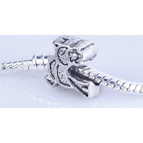 Wholesale 40pcs silver plated bird beads Big Hole Beads Fit style European Bracelet hole 4.5mm