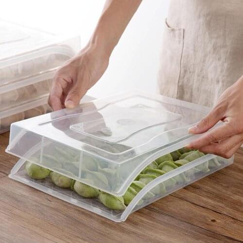 Plastic Kitchen Containers Dumplings Storage Containers Box Refrigerator Organizer PP Clear Case with Lid Keep Food Fresh