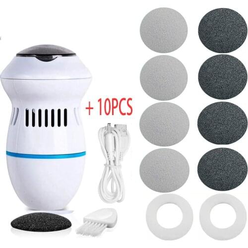 Portable Electric Vacuum Adsorption Foot Grinder Electronic Foot File Pedicure Tools Callus Remover Feet Care Sander with 10 Pcs