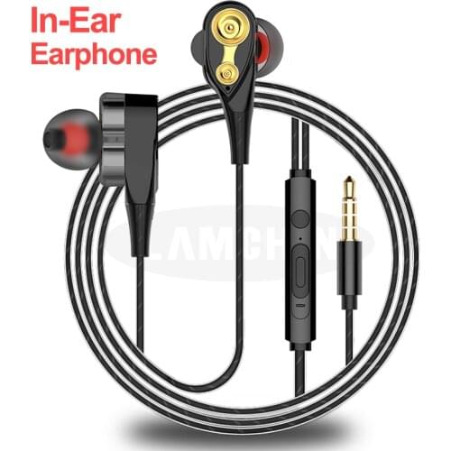 Dual Drive Stereo Wired Earphone In-ear 3.5mm Headset Earbuds Bass Earphones For iPhone Samsung Sport Gaming Headset With Mic