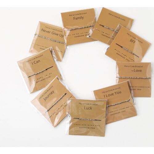 Morse Code Adjustable Couple Friendship Bracelets Matching charm card Stainless Steel Bracelets for His and HerBoyfriend