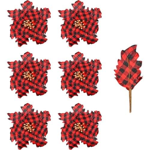 Christmas Simulation Flowers Scene Decoration Highest Quality Adjustable Cloth+Foam Gift Creativity With Stem Check Cloth Petal