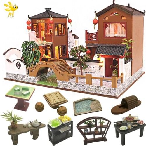DIY-KIT DIY Dollhouse Wooden Doll Houses Miniature Doll House Furniture Kit Casa Music Led Toys For Children Birthday Gift L902