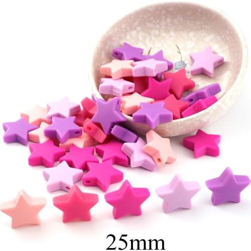 Sutoyuen 25mm Large Star Silicone Beads Can Chew 50pc Pink Series Teething Accessories DIY Nursing Necklace Bracelet Toys Beads