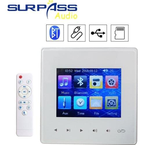 Smart Mini Inwall Touch Key Bluetooth Amplifier Music Controller With 3.5mm Output For Headphone USB,TF,Wireless Remote Control