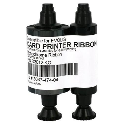Compatible Evolis R3012 KO Two Panel Monochrome Ribbon 500prints for Evolis Pebble 4 Dualys2 Securion and Quantum card printers