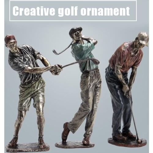 Golfer Figurine Statue Decor Vintage Decorative Resin Ornament for Home Shelf Office 33/38cm Tall Swinging A Golf Club c