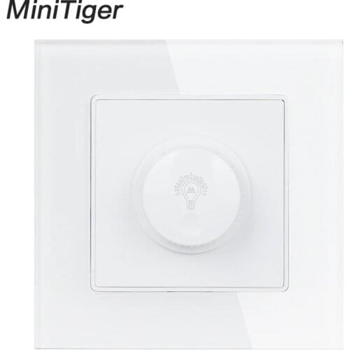 Minitiger Lamp Dimmer Regulator Only For LED Light Bulb Luxury Crystal Glass Panel Wall Light Switch Interruptor 16A 0~300W