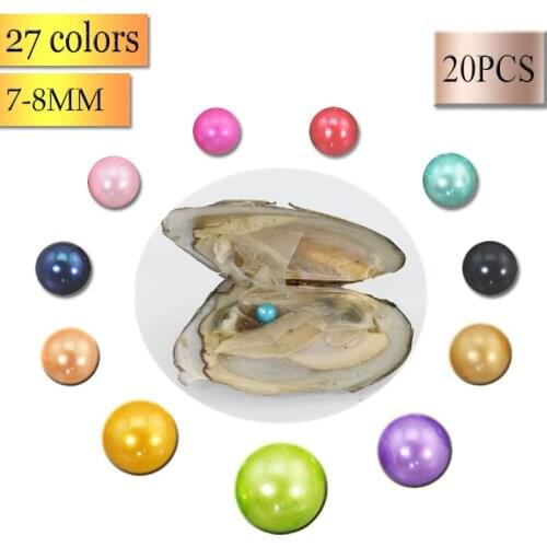 Mysterious Gifts 7-8mm Dyed Multi Colored Pearl Beads Vacuum Packed Natural Akoya Shell Freshwater Love Wish Pearl Oyster FP267
