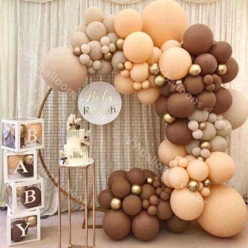 Balloons Garland Arch Metal Gold Globos Latex Retro Coffee Skin DIY Birthday Wedding Baby Shower Anniversary Party Decorations