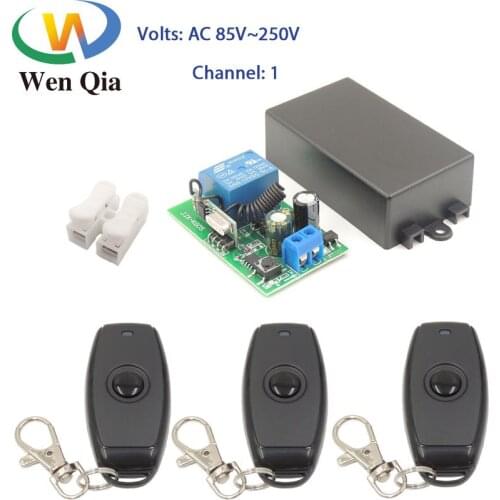 Wenqia Smart Switch 433MHz RF Remote Control AC 85-220V 10A 2200W Controller Relay Receiver and Transmitter for LED/Light