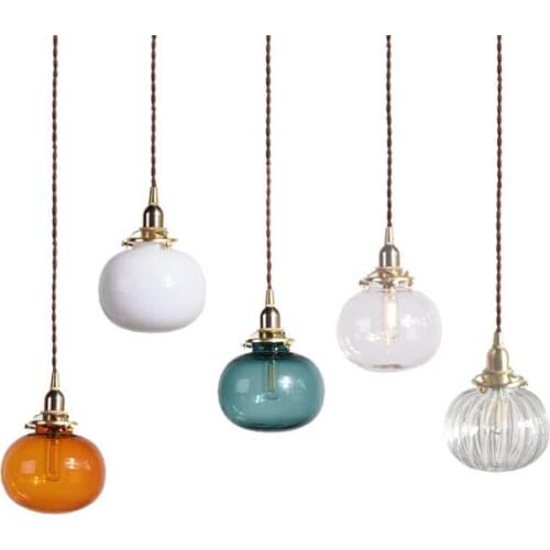 Japanese retro glass chandelier Creative personality hotel bar bedroom bedside dining room mirror headlights