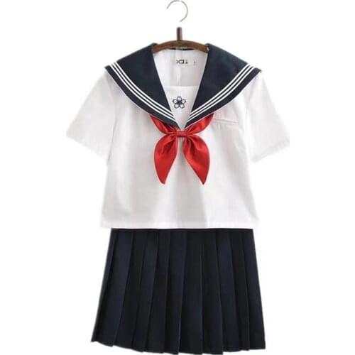 Japanese Jk School Uniform For Girls Embroideried Short Sleeve High School Women Novelty Sailor Suits Uniforms Cosplay Sets Xxl
