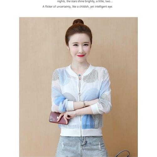 YYCZF Chiffon Sunscreen Summer New Plus Size Short Coat Baseball Uniform Bomber Thin Sun-protective Clothing Women Basic Jackets
