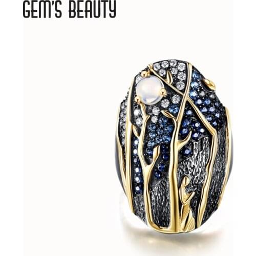 Gems Beauty 925 Sterling Silver Finger Rings For Women Statement Natural Gemstone Opal Multi New Design Anniversary Party Gift