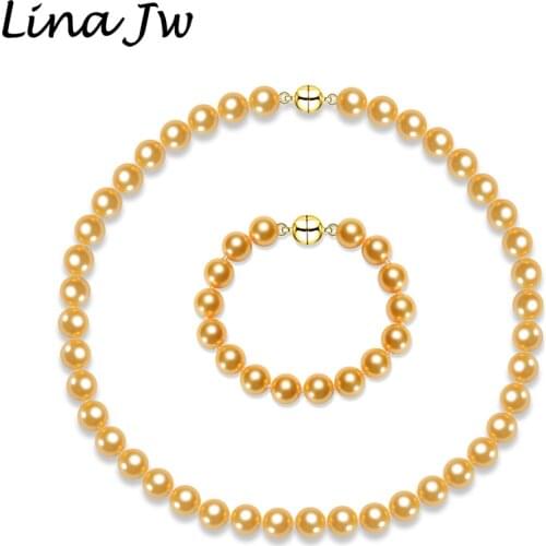 12mm White/Black/Gold Round South Sea Shell Jewelry Pearl Necklace for Women Wedding Christmas Gift with Magnetic Clasp