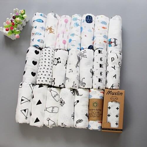 1Pcs Cotton Gauze Baby Bath Towel Newborn Baby Bath Towel Cartoon Animal Pattern Baby Care Toiletries Multiple Choices