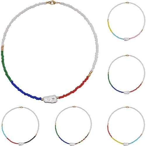 1pc Fashion Bohemian Style Bead Necklace Ethnic Boho Beaded Choker Clavicle Necklace For Women Girls Jewelry Accessories