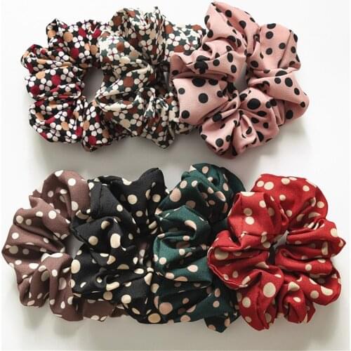 1 pc Flower Print Colorful dots Adjustable Elastic Hair Bands Fashion Ponytail holder Women Girls Hair Accessories